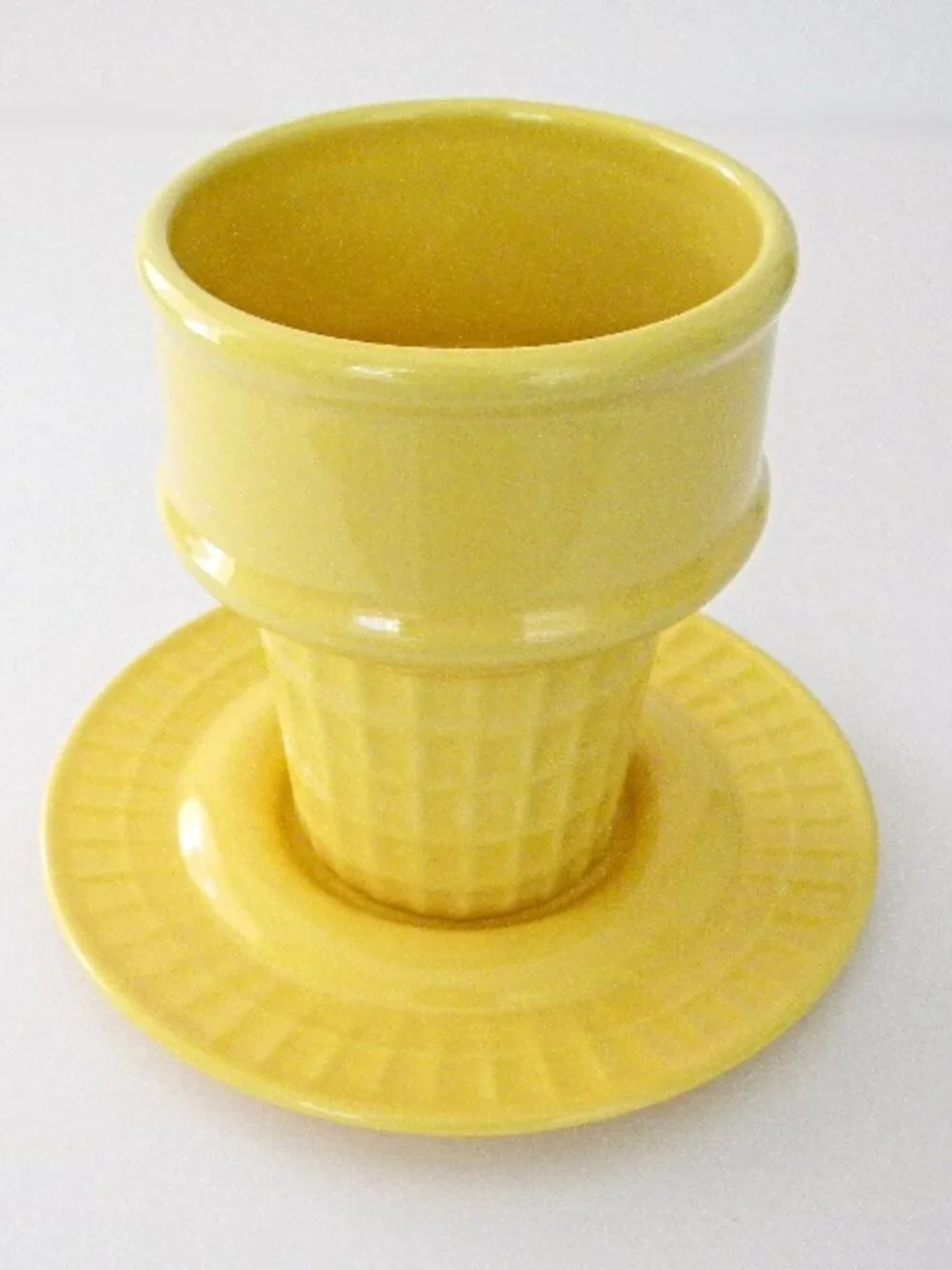 Liz Ross for BIA Ice Cream Cone Cup and Saucer Set The Monkey Peddler Yellow